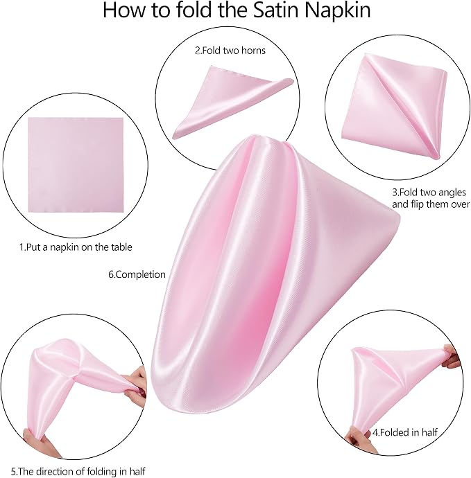 100 Pack Square Satin Dinner Napkins, 20x20 Inches Silky Soft Smooth Table Cloth Napkins for Restaurant Weddings Banquet Party Decoration, Pink