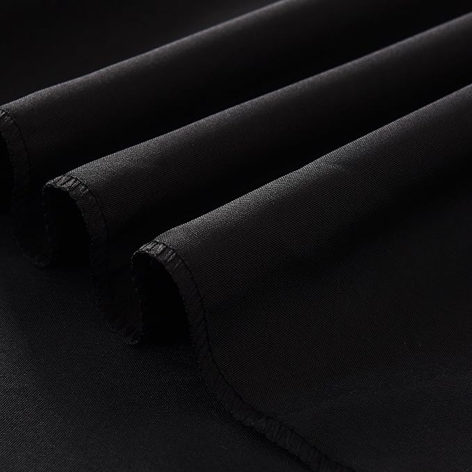 6-Pack Round 90-inch Black Table Cloths, Solid Stain and Wrinkle Resistant Circular Tablecloth, Premium Plain Weave Polyester Fabric Table Linen Covers for Hotel, Banquet