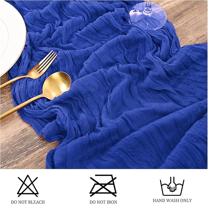 15 Pack Royal Blue Table Runners 17 x 108inch Cheesecloth Table Runner Boho Gauze Table Runner Rustic Sheer Fabric Cheese Cloth Table Runners for Wedding Party Bridal Shower Farmhouse Home Decor