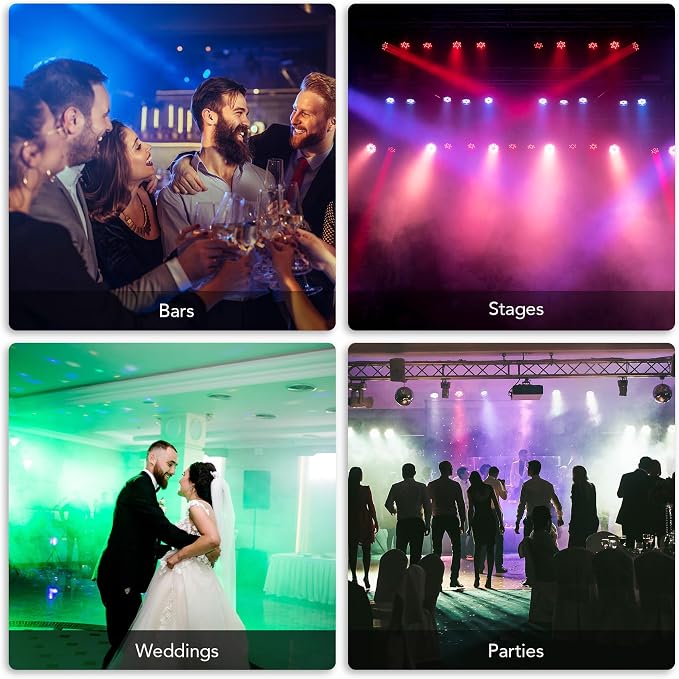 CO-Z Stage Lights 36 RGB LED Par Lights with Remote Control DJ Uplighting for Event Wedding Christmas Halloween Party Club Music Stage Lighting, 2 Pack