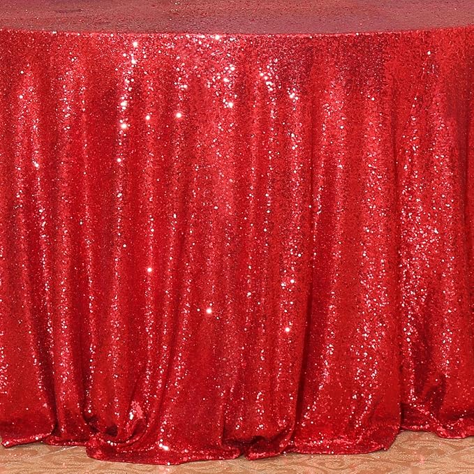 Poise3EHome 70-Inch Round Red Sequin Tablecloth for Party Cake Dessert Table Exhibition Events
