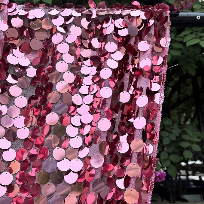 Hot Pink Sequin Backdrop,4 * 10ft Pack of 2 Glitter Photobooth Props for Party Wedding Birthday Wall Decor