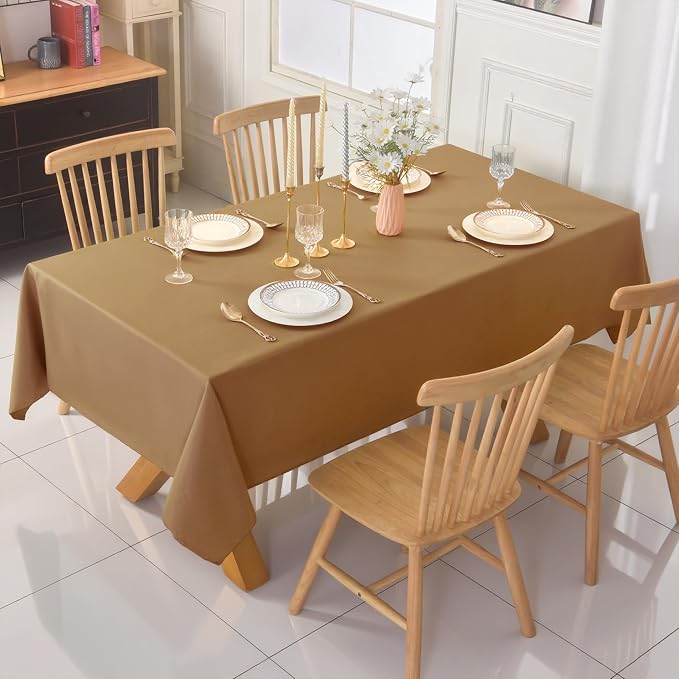 2-Pack 60x120 inch Coffee Table Cloths, Solid Stain and Wrinkle Resistant Oblong Tablecloth, Premium Plain Weave Polyester Fabric Rectangle Table Linen Covers for Hotel, Wedding