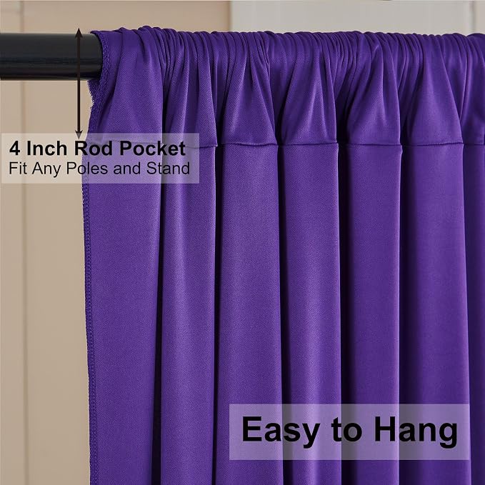 20ft×8ft Wrinkle Free Dark Purple Backdrop Curtain for Mermaid Themed Party, 4 Panels 5×8ft Soft Silky Purple Photo Backdrop Drapes for Birthday Parties Baby Shower Wedding Photography