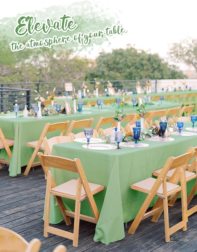 Pesonlook 12 Pack Rectangular Tablecloth Sage Green -60 x 102 Inch Polyester Tablecloth for 6 ft Tables,Washable Fabric Table Cover for Wedding/Buffet Party/Dining Table/Events