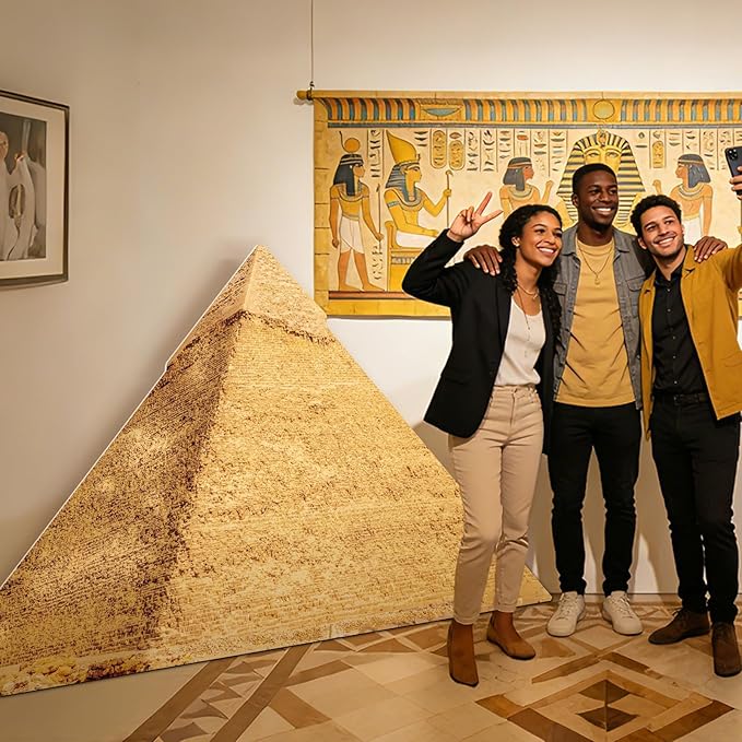 4.8 Ft Pyramid Cardboard Cutout Life Size Egyptian Pyramid Standee Ancient Egypt Stand Up Backdrop Props for Party Events Decoration Indoor Outdoor Classroom Museum Exhibit Photo Booth