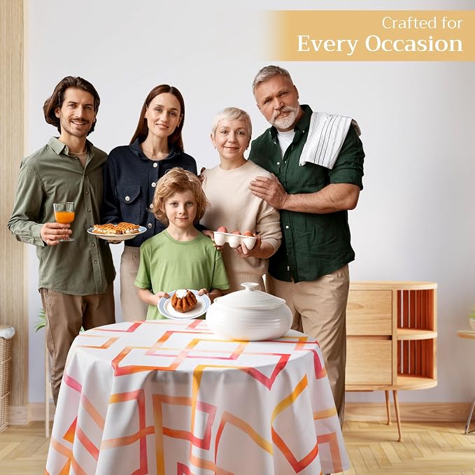 Maison d' Hermine Table Cloth Round Table 100% Cotton 69 Round Inches Tablecloth Reusable Decorative for Dining Kitchen Room Farmhouse Party Home Hotel Restaurant Spring Summer - Summer Maze