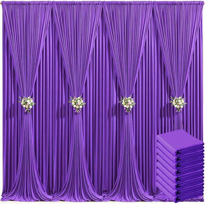 40ft x 10ft Purple Backdrop Curtain for Parties Purple Wrinkle Free Backdrop Drapes Panels for Wedding Mermaid Birthday Party Baby Shower Photo Photography Polyester Fabric Background Decoration