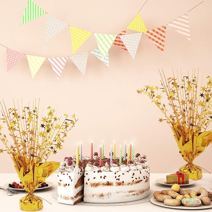 24 Pack Gold Metallic Foil Spray Centerpiece Star Table Decoration Burst Table Centerpieces for Birthday New Year Wedding Anniversary Graduation Party Supply (Gold)
