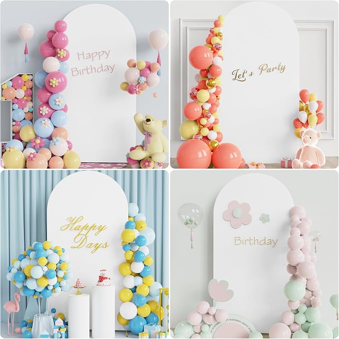 Putros Arch Backdrop Stand and Cover Set, 6.6ft, Gold Arch Stand with White Cover, Metal Arched Background Frame for Wedding, Birthday Party, Baby Shower, Photography Decoration