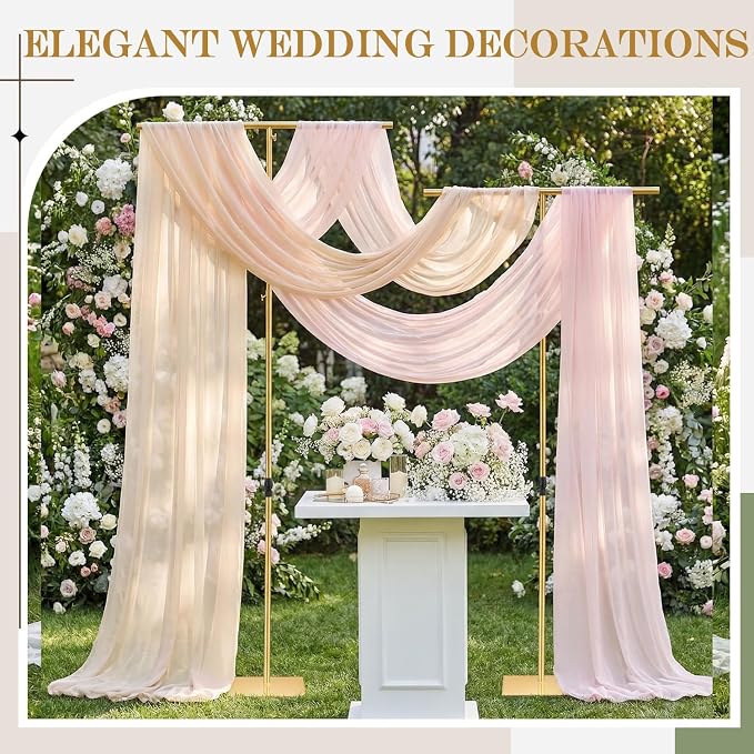 Novabright 2pcs Adjustable Backdrop Stand, 3.2FT to 8FT Heavy Duty Metal Background Frame with Stable Base, Gold Stand for Wedding, Birthday, Photo Booth, Events Decorations