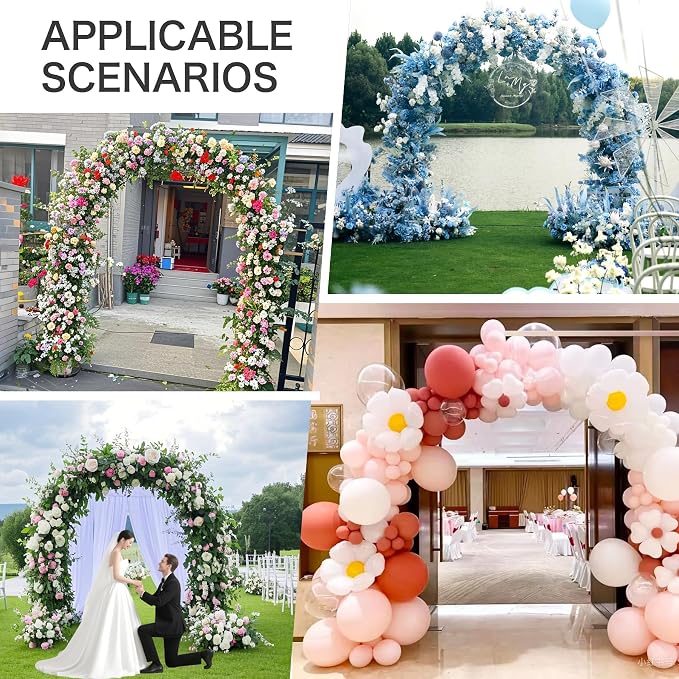 Metal Wedding Arch Stand for Ceremony Large Backdrop Stand Arch Frame with Base for Birthday Party Baby Shower Balloon Arch Decorations in 2.4x2.8m