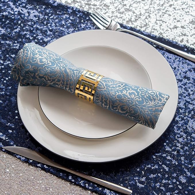 12 Pack Navy Blue Sequin Table Runner 12 x 72 Inch - High Density Sparkly Glitter Table Runners for Wedding Reception, Graduation Party, Baby Shower, Shimmering Navy Blue Decor