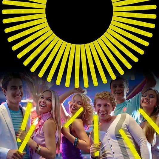 Foam Glow Sticks Bulk, 40 Pack Yellow Light Up Foam Sticks 3 Modes, Glow Party Supplies for Easter,Raves, Carnival, Concert, 4th of July, Halloween, Christmas, New Year