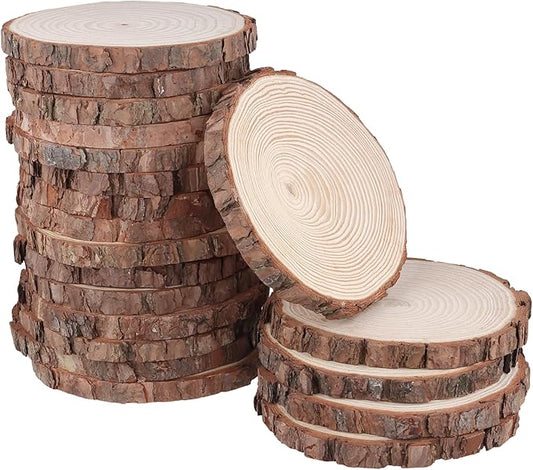 SHEUTSAN 20 PCS Wood Slice, 6-7 Inch Log Rounds Unfinished Wooden Discs for Crafts, DIY Arts, Home Decor