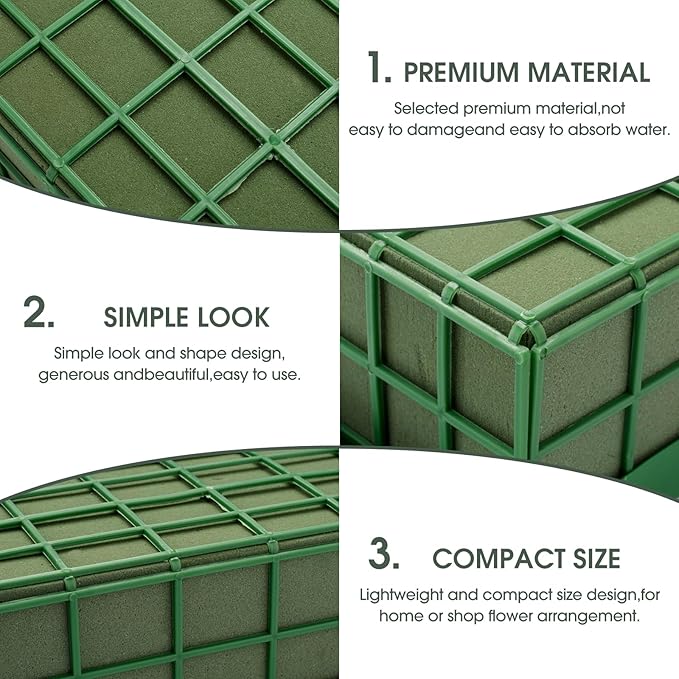 6PCs Floral Foam Cage, Wet & Dry Green Floral Cage for Fresh or Artificial Flowers, Wedding, Birthdays, Pary, Home Decorations