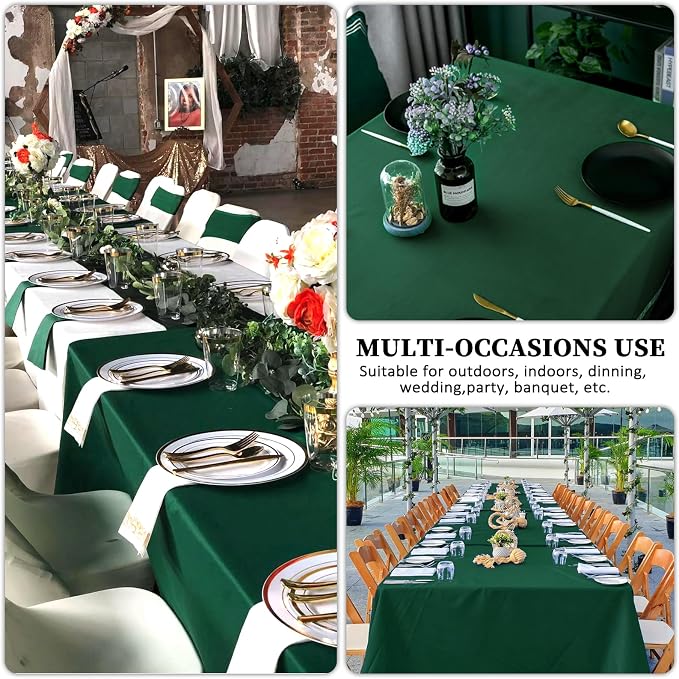 8 Pack Dark Green Tablecloth 60 x 102 Inch Rectangular Table Cloth for 6 Foot Rectangle Tables, Hunter Green Wrinkle Resistant Washable Polyester Fabric for Buffet Wedding Party Banquet