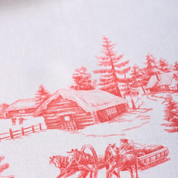 Maison d' Hermine Table Cloth Rectangle Table 100% Cotton 70 x 90 Inches Fall Tablecloth Reusable Everyday Use for Thanksgiving Christmas Decorations Dining Farmhouse Party (Winter Jouy)