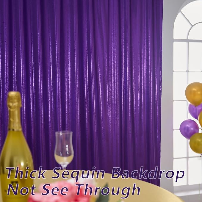 40x10 Wrinkle Free Purple Sequin Backdrop Curtain for Parties-Thick Not Fall-Off Glitter Backdrop Drapes-8 Panels 5x10ft Shimmer Photo Back Drop Cloth for Wedding Birthday Photography Background