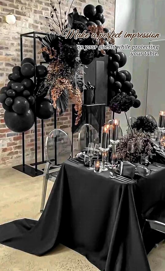 Pesonlook 10Pack Black Tablecloths 90 x 132 Inch, Rectangle Tablecloth for 8ft Table, Tables Polyester Table Cover Washable Cloth Wedding Reception Banquet Party