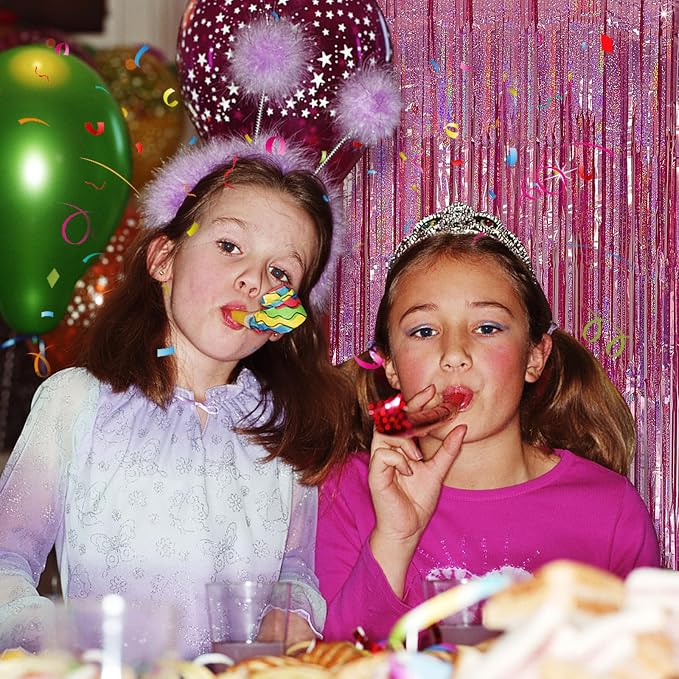 Tinsel Curtain Party Backdrop Pink Birthday Party Decorations 10 Packs Glitter Foil Fringe Curtain Party Decor Streamers Photo Booth for Birthday Christmas Wedding Halloween Graduation Decorations