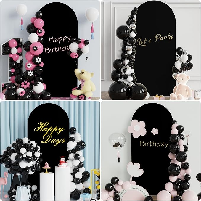 Putros Arch Backdrop Stand and Cover Set, 6ft, Gold Arch Stand with Black Cover, Metal Arched Background Frame for Wedding, Birthday Party, Baby Shower, Photography Decoration