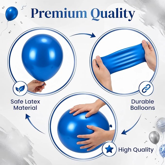 Balloon Column Stand Kit,2 Sets of Assorted Rainbow Balloon Tower Pillar with 10inch Bright Color baloon Reusable Design for Grirls Party,Birthday, Wedding,Baby Shower (Metallic Blue Sliver)