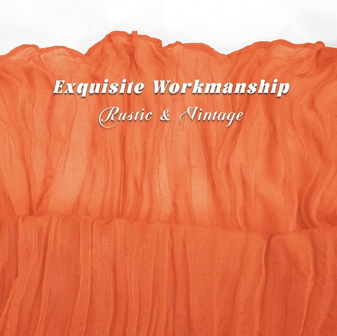 12 Pack 10Ft Orange Cheesecloth Table Runner 35 x 120 inch Boho Gauze Cheese Cloth Table Runner Vintage Rustic Sheer Runners for Wedding Bridal Shower Birthday Party Cake Table Decorations