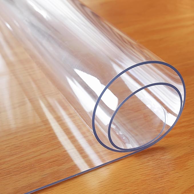 Clear Table Protector 48 x 48 Inch, 1.5mm Thick Plastic Table Cover, Waterproof PVC Clear Table Cover Protector, Desk Protector Mat, Writing Desk Pad for Desktop, Coffee & Dining Room Table