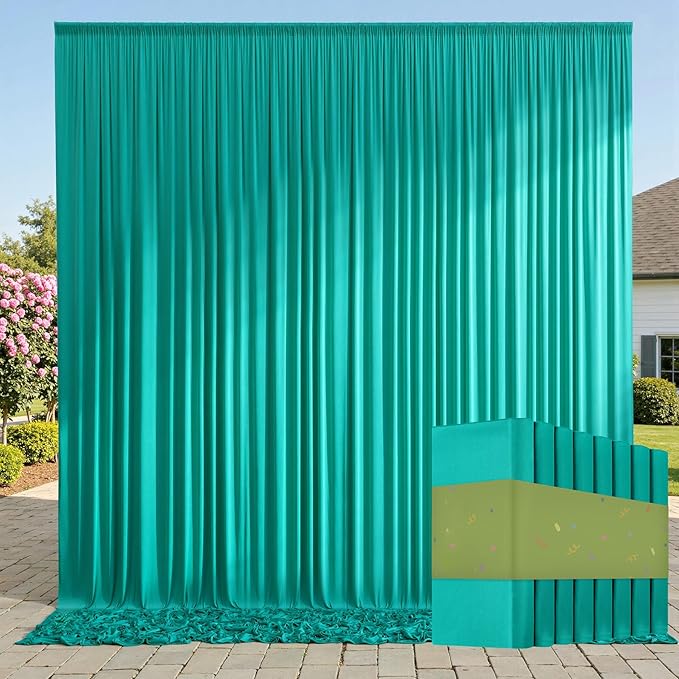 40ftx10ft Wrinkle Free Turquoise Backdrop Curtains for Parties, Thick Polyester Teal Photo Backdrop Drape 8 Panels for Wedding Birthday Photography Background Backdrop Stand
