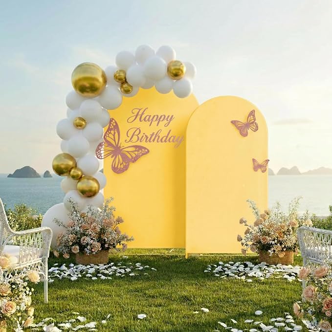 Toolterritary Metal Arch Backdrop Stand and Cover Set, 8FT, 7.2FT Party Backdrop, Easy to Assemble, Backdrop Stand for Parties, Birthday, Baby Shower