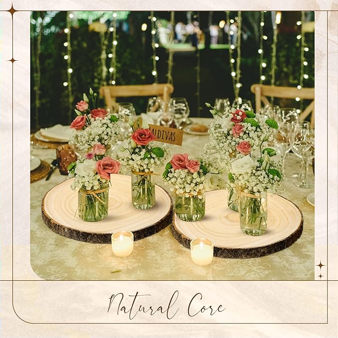 Tioncy 10 Pack Large Wood Slices for Centerpieces Unfinished Rounds Wood Slabs for Tables Decor Natural Wooden Circle for DIY Crafts Rustic Wedding Centerpiece Decor (12-13 Inch)
