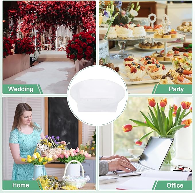 M METERXITY 18-Pack Floral Foam Round Bowls, 6.3 Inch Round Arrangements DIY Floral Bowls, Flower Arrangements Round Floral Supplies for Holiday/Wedding/Party/Birthday Decor [White]