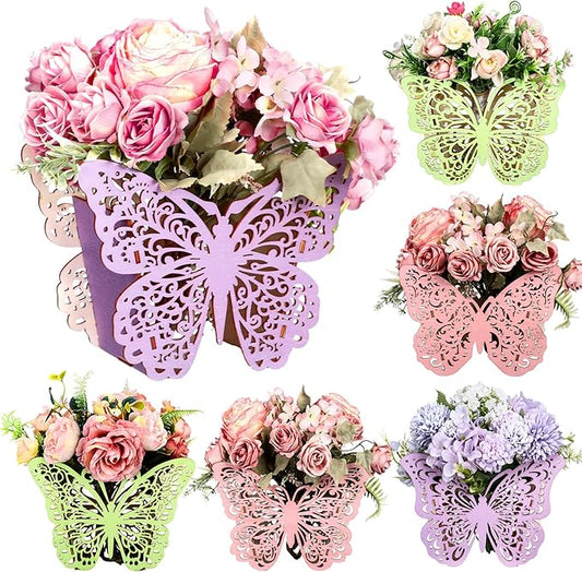Cinnvoice 6 Pcs Wooden Centerpieces for Tables Baby Shower Decorations Tabletop Boxes Party Favor for Birthday Baby Shower Wedding Garden Tea Party(Butterfly)