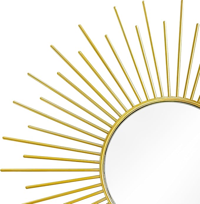 3 Pack Metal Mirrors for Wall Sunburst Wall Mirrors Home Décor Decorative Hanging Wall Art for Living Room Bedroom Entryway (Gold2, Sunburst)
