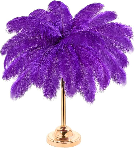 Retrowavy 30 Pcs 14-16 Inches Large Natural Ostrich Feathers Bulk for Centerpieces for Wedding Party Centerpieces Home Decoration Flower Arrangement (Purple)