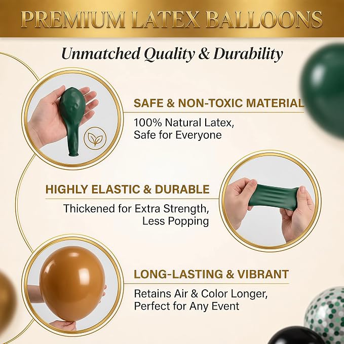 Hiins Balloon Column Kit Set of 2 With Balloons Included - with Base, and Pole,Balloon Tower Backdrop Decoration for Wedding, Baby Shower, Birthday Party, or Bachelorette Parties (Olive Coffee)