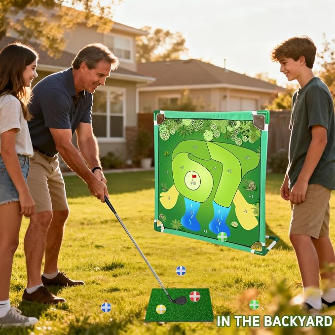 Kids Golf Chipping Game Set for Boys, Girls and Adults, Indoor Outdoor Mini Golf with Balls, Club, Backyard Party Birthday Gifts (67 Golf Chipping Game)