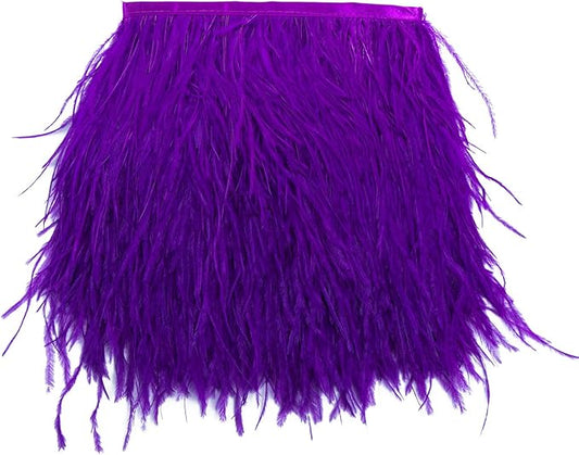 AWAYTR Ostrich Feather Trim Fringe - Satin Ribbon Dress Sewing Crafts Costumes Decoration Pack of 2 Yards (Purple)