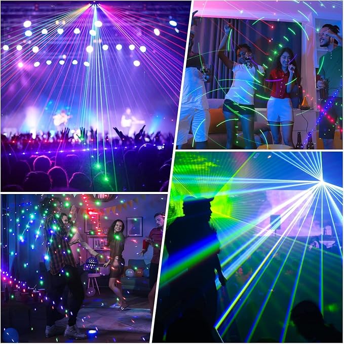 U`King Party Lights DJ Disco Light,9 Lens Stage Lighting Support DMX512 and Sound Activated with Remote Control Laser Lights for Parties Birthday Wedding Karaoke Bar KTV Club Stage Live Show(2 PCS)