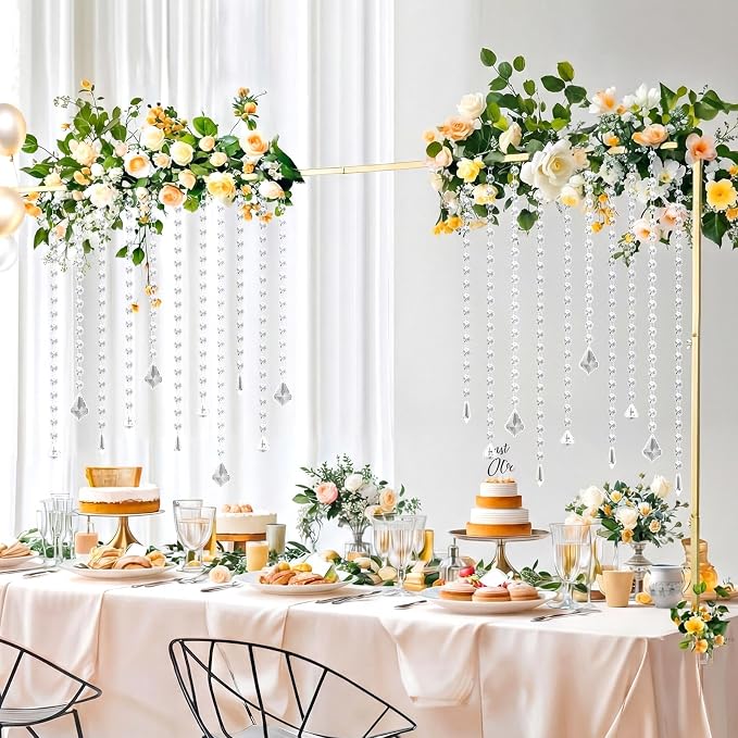 24 Pcs 13 Inch Clear Acrylic Crystal Garland Strands Hanging Crystal Strings Decoration Chandelier Beaded Chain Ornament Beaded Garland Curtain for Wedding Party Manzanita Tree Centerpiece