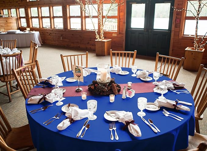 fani 8 Pack 90 Inch Round Tablecloth, Royal Blue Polyester Fabric Table Cloth for Round Table, Stain and Wrinkle Resistant Washable Table Cover for Wedding Party Dining Table Buffet and Camping
