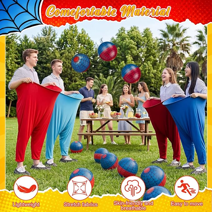 26 Pcs Granny Pants Outdoor Game Set, 4 Giant Pants with 20 Bouncy Balls & 2 Pumps Yard Funny Toss Relay Backyard Game for Adults Family Beach Party Favor