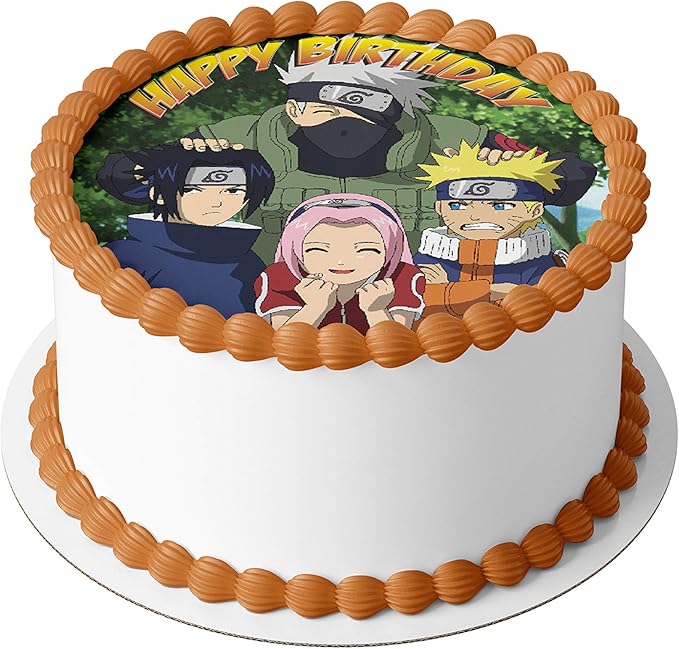 7.5 Inch Edible Cake Toppers – Anime Ninja Inspired Birthday Party Collection of Edible Cake Decorations