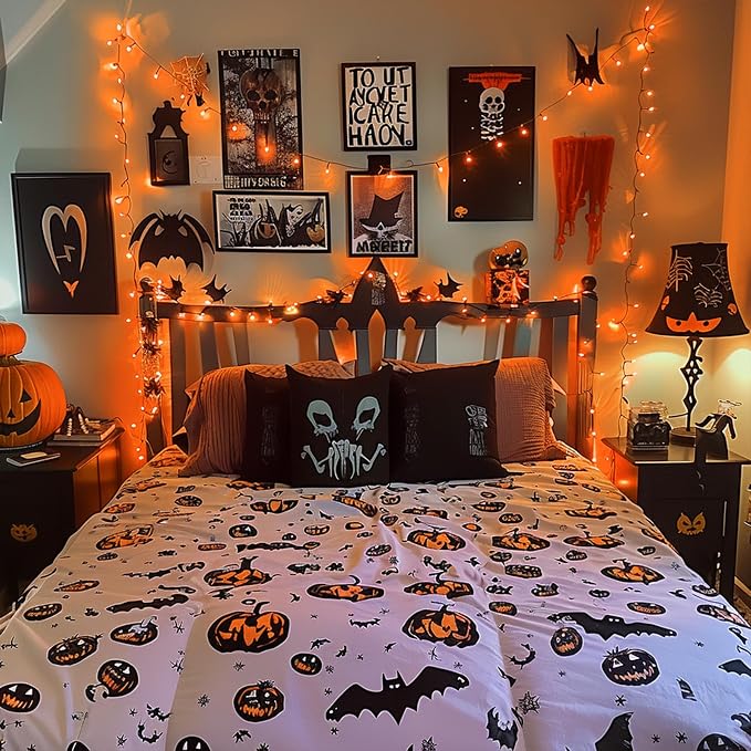 JMEXSUSS 250 LED Orange String Lights, 91.5ft Halloween Lights Plug in | Connectable, 8 Modes, Waterproof, Indoor/Outdoor, Yard Patio Porch Rail Halloween Fall Christmas Holiday Decor