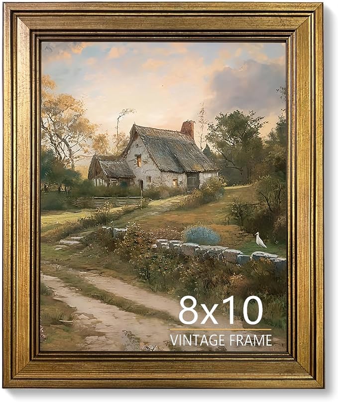 8x10 Picture Frame – Vintage Gold Picture Frames for Tabletop & Wall Mount, 8 x 10 Photo Frame for Living Room, Bedroom, Office Décor & Wedding Gift