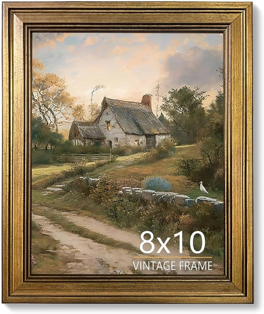 8x10 Picture Frame – Vintage Gold Picture Frames for Tabletop & Wall Mount, 8 x 10 Photo Frame for Living Room, Bedroom, Office Décor & Wedding Gift