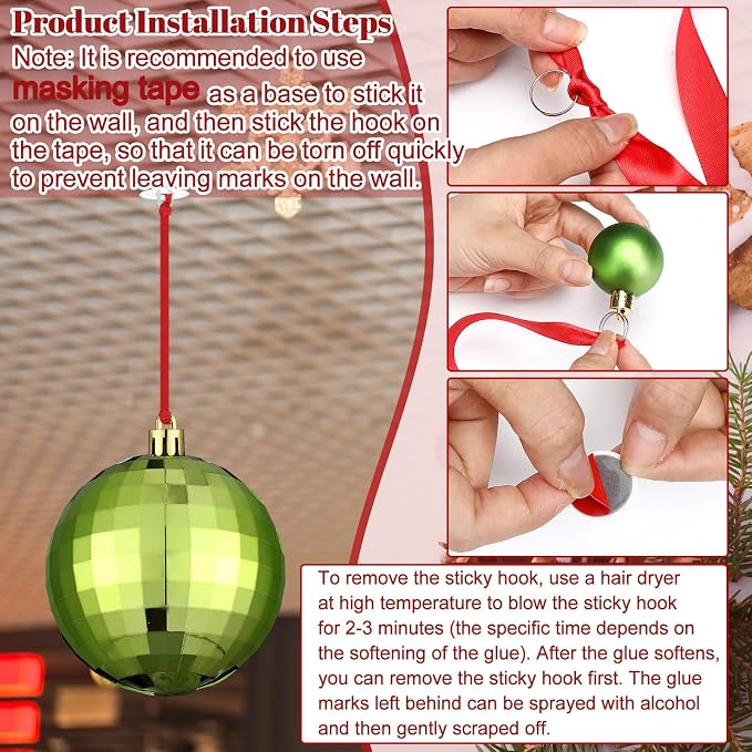 36 Pcs Christmas Balls Ornaments for Ceiling, 1.6'' 2.4'' 3.2'' Large Big Shatterproof Christmas Hanging Decorations Balls for Tree Xmas Holiday Party Indoor(Red, Emerald Green)