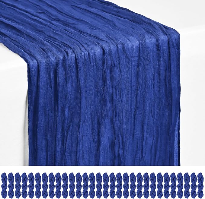 30 Pack Royal Blue Cheesecloth Table Runner 17 x 108 inch Boho Gauze Table Runner Rustic Sheer Cheese Cloth Table Decorations for Wedding Party Baby Bridal Shower Birthday Holiday Home
