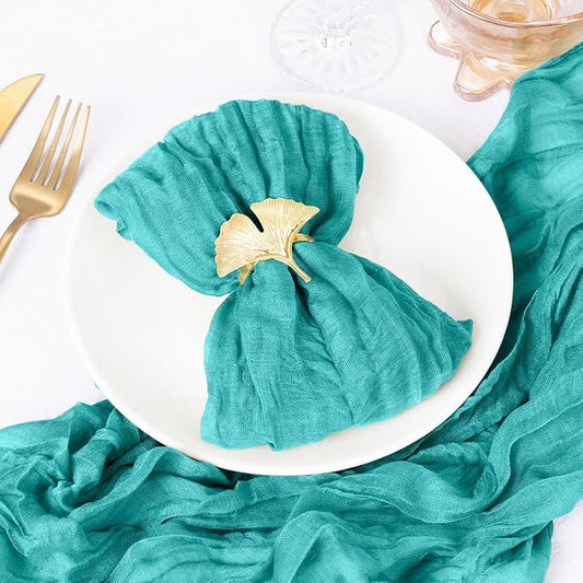 DeZerlor 20 Pack Teal Green Cheesecloth Napkins Spring Cloth Napkins Set of 20 Turquoise Dinner Napkins Bulk 21x21 Inches for Wedding Bridal Shower Baby Shower Parties